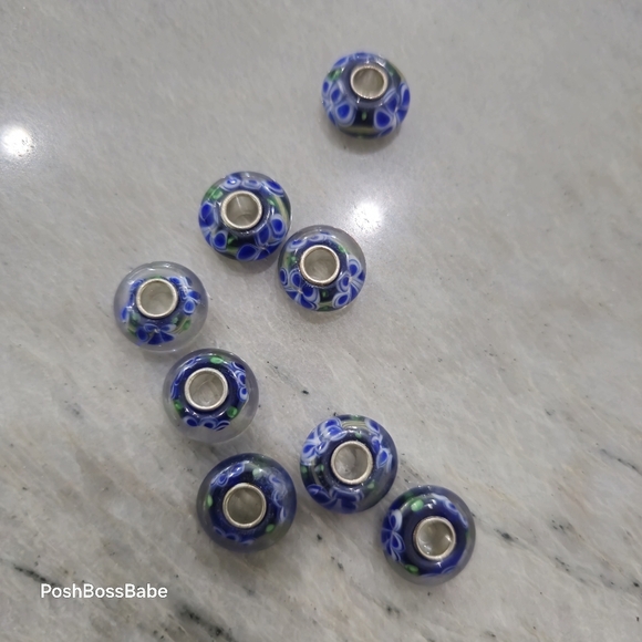 Lot of 8 Metal Core Murano Glass Beads for Pandora Trollbeads Chamilia a… - Picture 10 of 10